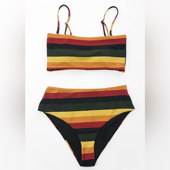 Cupshe Multi Color Reversible to Black Bikini nwot - Picture 10 of 10